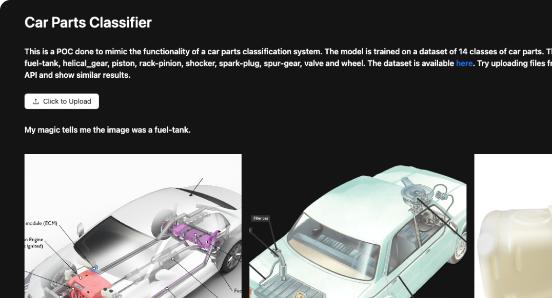 Car parts classifier
